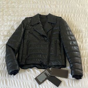 Alexander Wang for H&M leather black puffer Moto/ biker jacket size 6